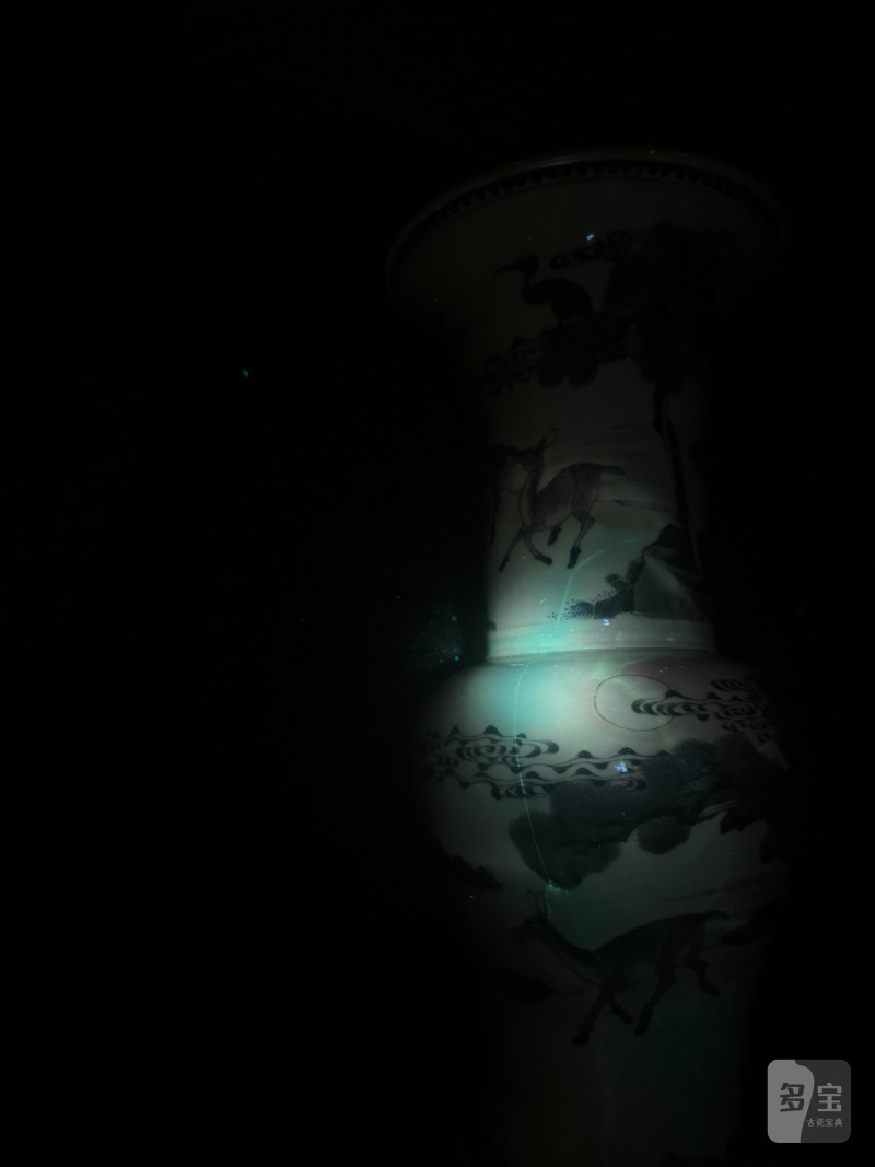 清康熙 青花山水松鹤延年凤尾尊 - 图20